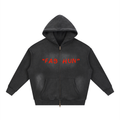 "FASHUN" Handwritten Sunfade Two-way Zipper Boxy Hoodie