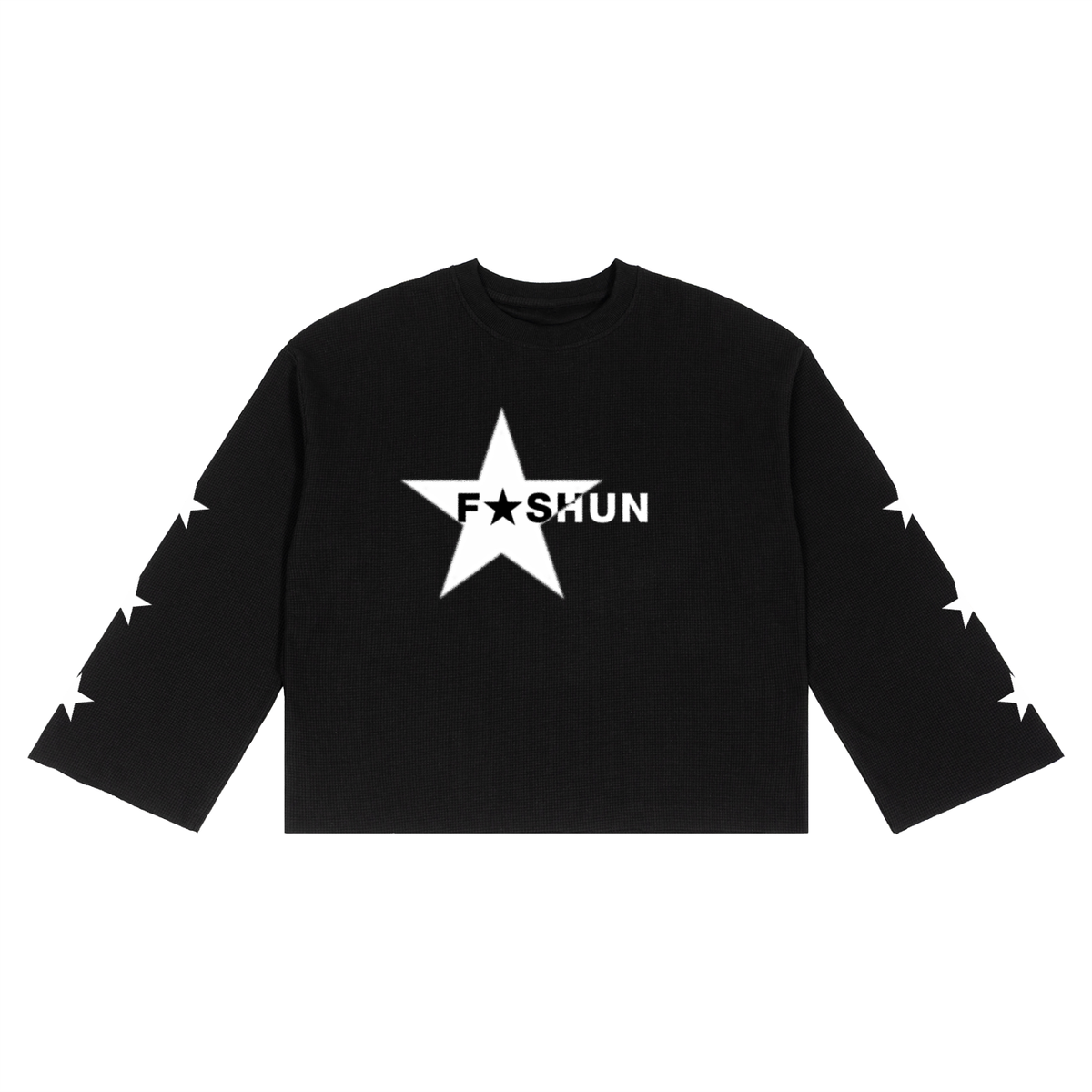 STAR-FASHUN Waffle Raw Edge Long Sleeve