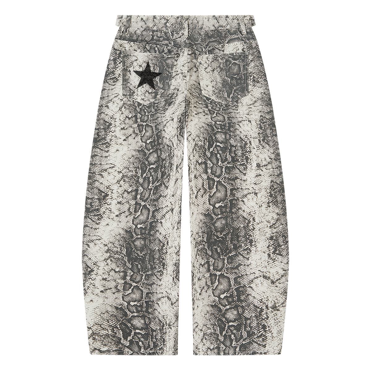STAR-FASHUN Snake Print Barrel Leg Pants