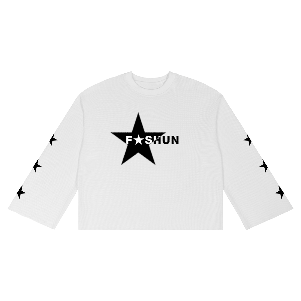 STAR-FASHUN Waffle Raw Edge Long Sleeve