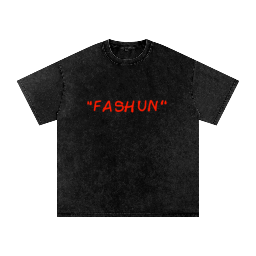 "FASHUN" Handwritten Snow Washed Oversized Tee