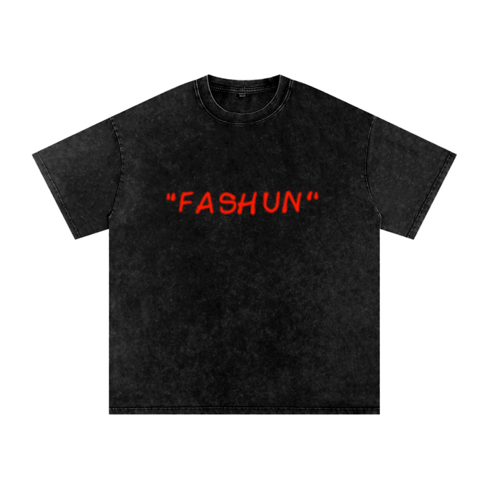 "FASHUN" Handwritten Snow Washed Oversized Tee